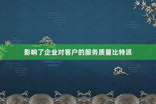 影响了企业对客户的服务质量比特派