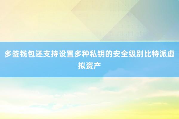 多签钱包还支持设置多种私钥的安全级别比特派虚拟资产