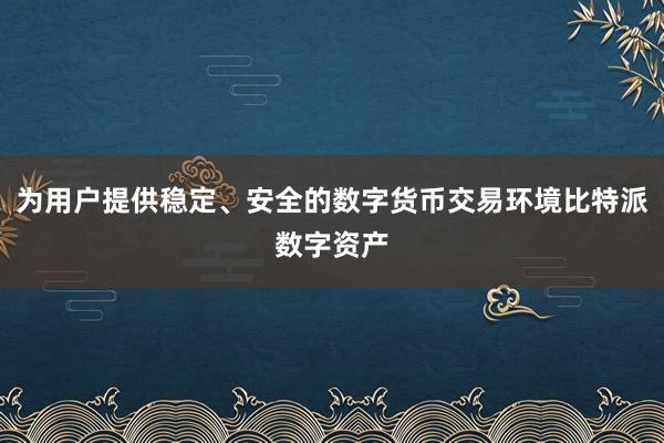 为用户提供稳定、安全的数字货币交易环境比特派数字资产